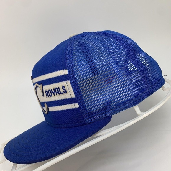 Vintage Kansas City Royals Mesh Back Trucker Snapback Hat Superstripe Large USA - Picture 2 of 15